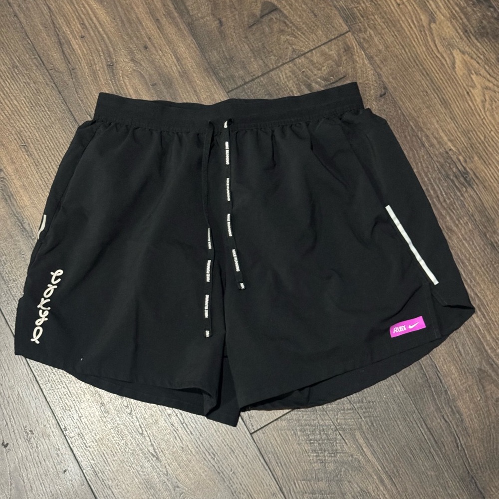 Nike Black Running Shorts with Pink Accents size medium